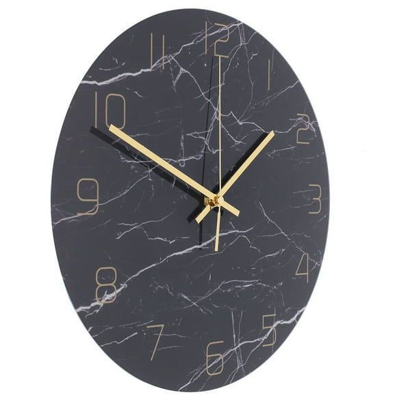 Marble Analog Wall Clock, Silent NonTicking Wall Clock Decorative Marble Printing Mute Round Hanging for Clock Home Decoration