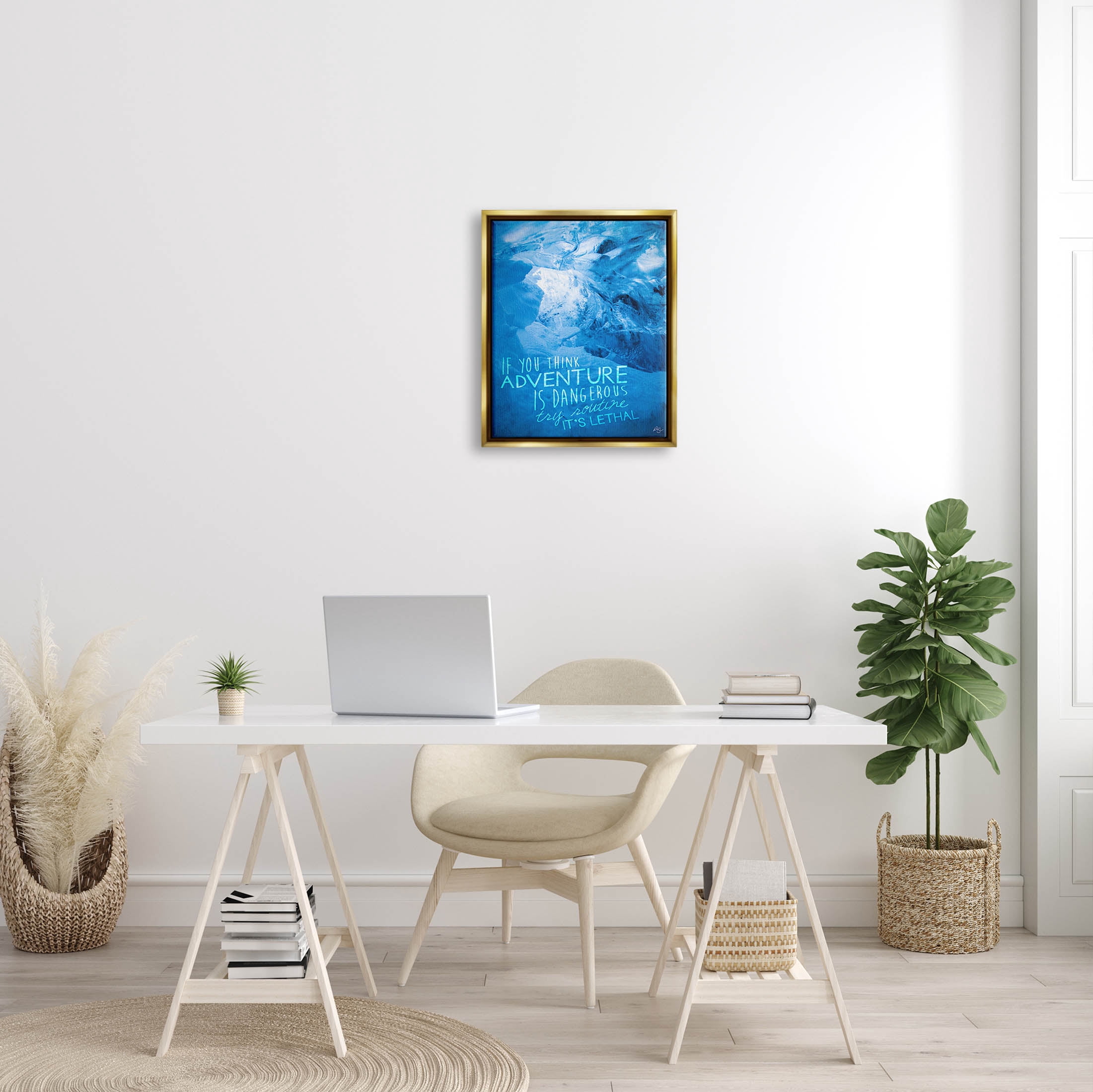 Stupell Industries Routine Is Lethal Phrase Graphic Art Metallic Gold Floating Framed Canvas Print Wall Art, Design by K. Kaufman