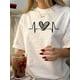 thumbnail image 1 of Camiseta vintage para mujer, 100 % algodón, cuello redondo, manga corta, estampado geométrico de latidos, informal, de punto para verano., 1 of 6