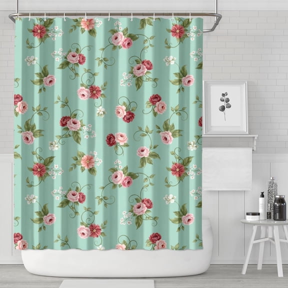 Pioneer Flower Floral Print Pattern Shower Curtain 84"x72", Bathroom Decorative Shower Curtain Set with 12 Hooks, Waterproof Washable