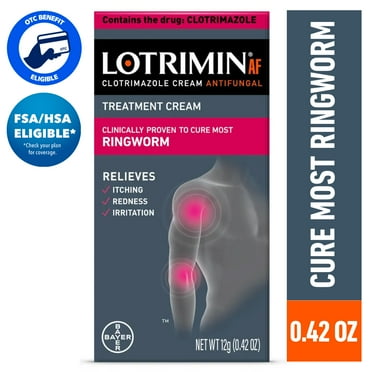 Lotrimin AF Clotrimazole Ringworm Treatment Antifungal Cream, 12G Tube