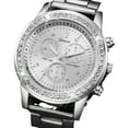 thumbnail image 2 of Relojes electrónicos para parejas con correa de acero de seis pines y tres ojos de diamante para hombres y mujeres, 2 of 5