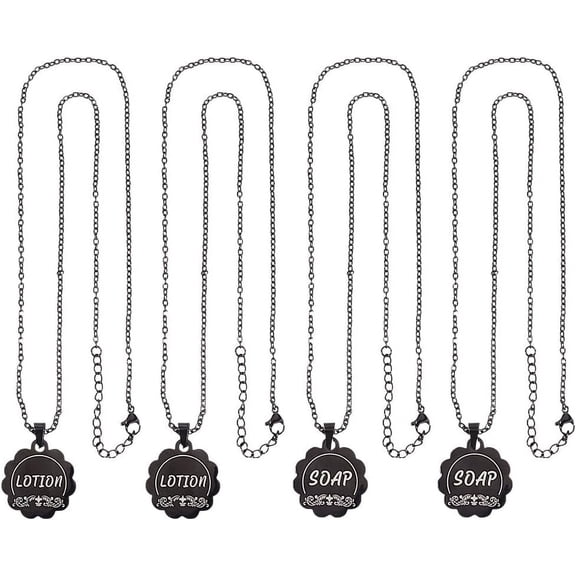 4 pc 4Pcs Lotion/Soap Tags Stainless Steel Soap Dispenser Chain Labels Soap Bottle Labels Dispenser Set Hanging Tags for Mason Jar Decoration Kitchen Bathroom Organization Black