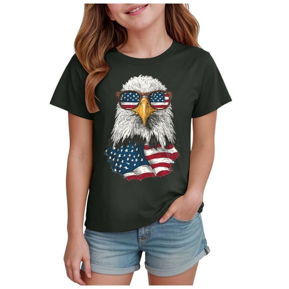 Staki 4th of July Shirts for Boys Independence Day 4th of July Shirt for Toddler Girls Kids, USA Flag Red White Blue T-Shirt Tee 2-14Y(Gray,11-12 Years)