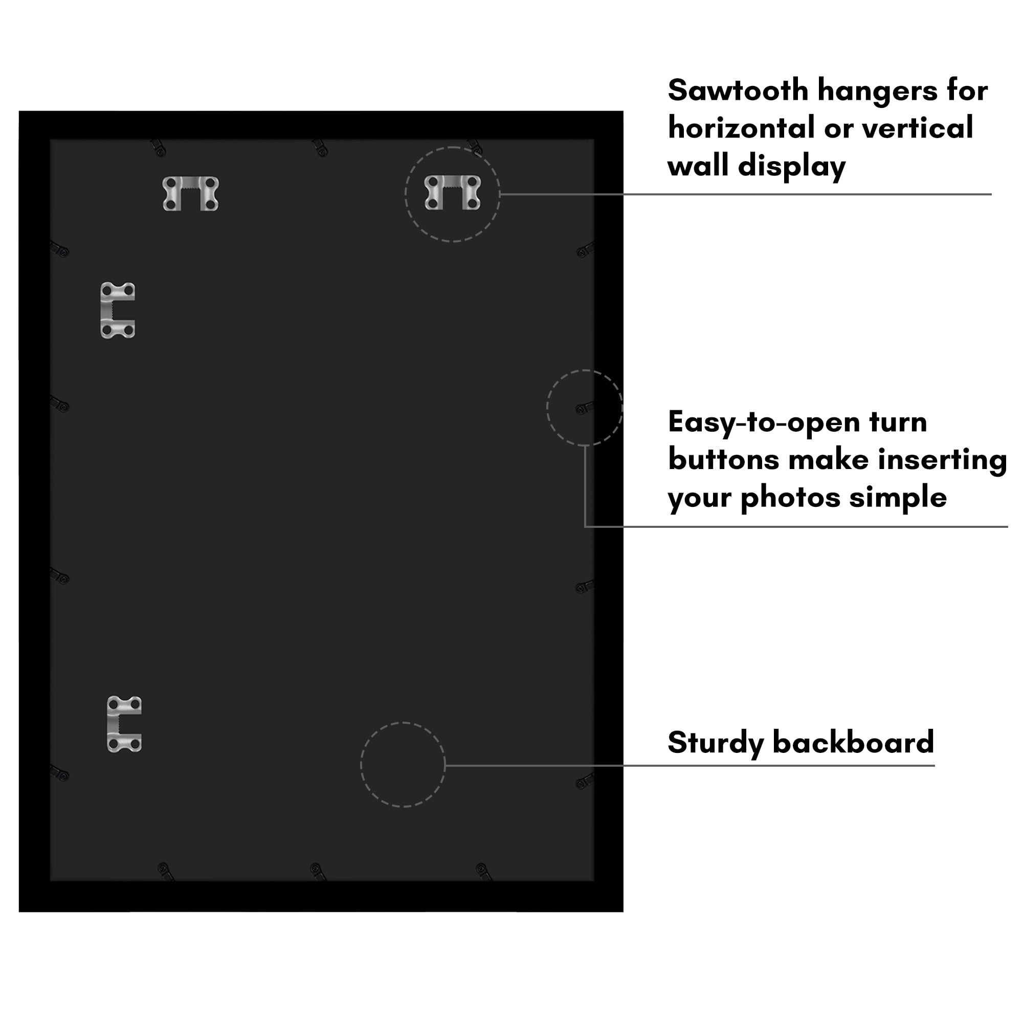Americanflat 16x22 Picture Frame with Polished Plexiglass with 12x18 Mat Display Photo Epic Collection - Black