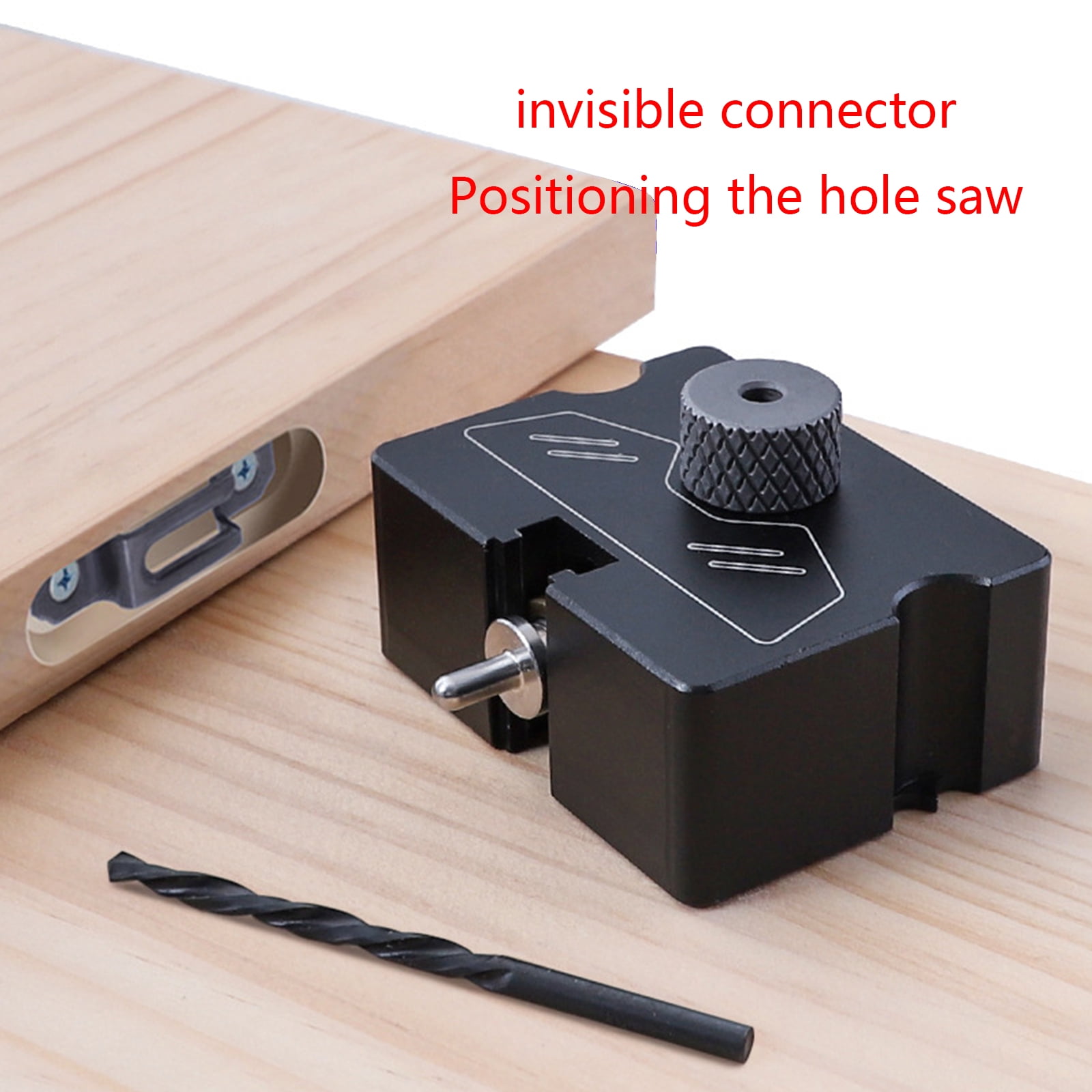Practical Doweling Jig Invisible Connector Punch Locator with 4mm Drill Bit Position Guide Jig for Furniture Woodworking