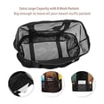thumbnail image 4 of Bolsa de playa de malla grande para mujeres y hombres con bolsillos, bolso de mano con juguetes de arena, adecuado para viajes, verde, 4 of 5