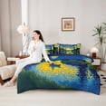 thumbnail image 5 of Homewish Vintage Oil Painting 7-Piece Twin Bedding,Spiral Clouds Stars Bedding Comforter Set,Navy Blue Reversible, 5 of 8