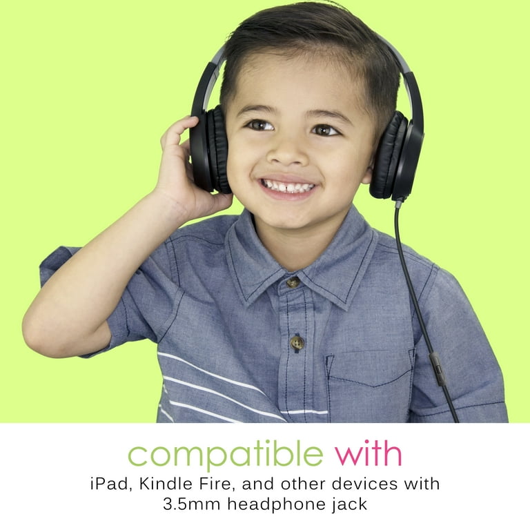 MEE audio KidJamz 3 Safe Listening Kids Headphones with Volume Limiter Built in Mic Adjustable On Ear Headset Black Walmart
