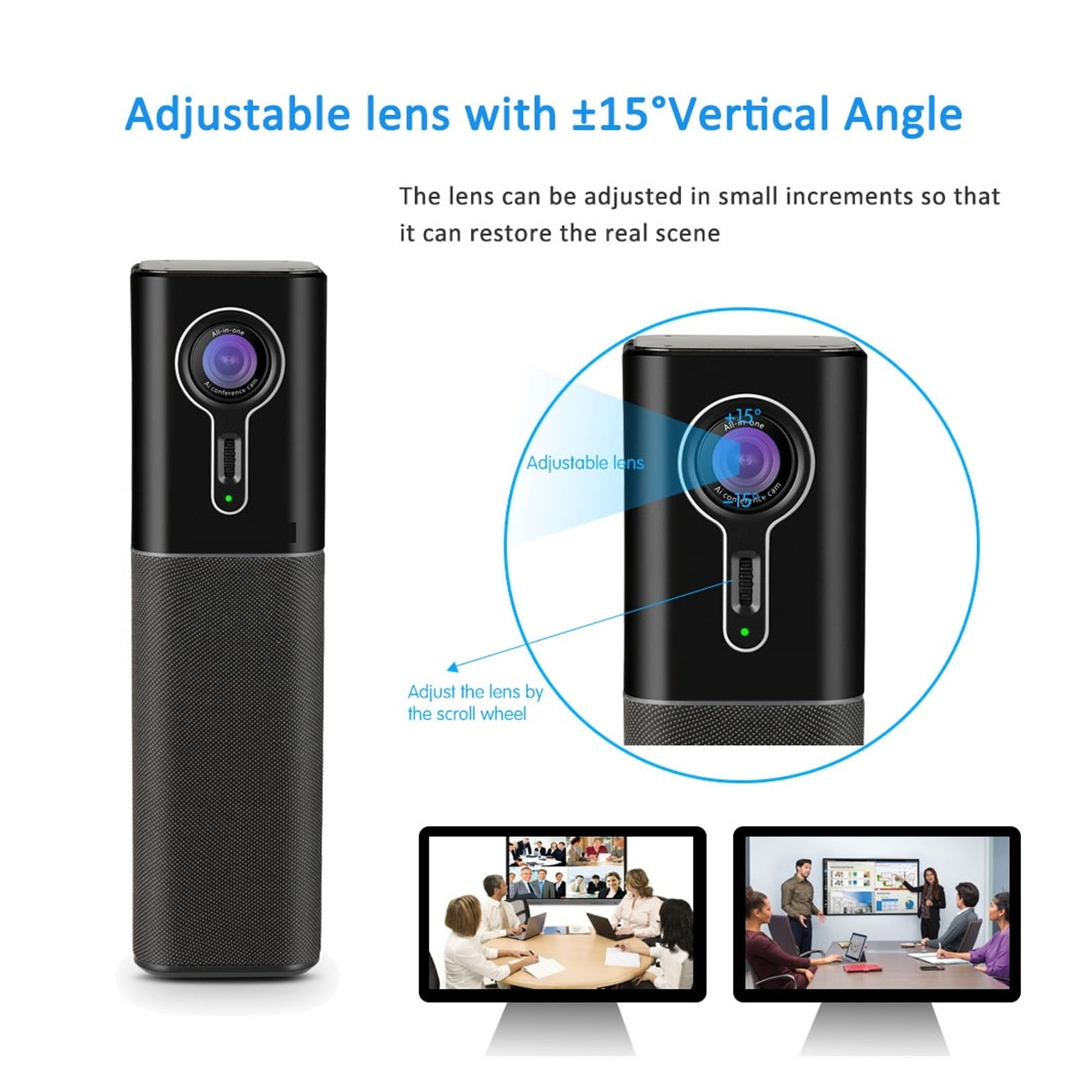 2K 60fps Resolution AI Face Tracking Webcam All In One With 4 Mics And 1 Speaker USB Streaming Webcam 16ft Pickup Radius ,Full Clarity