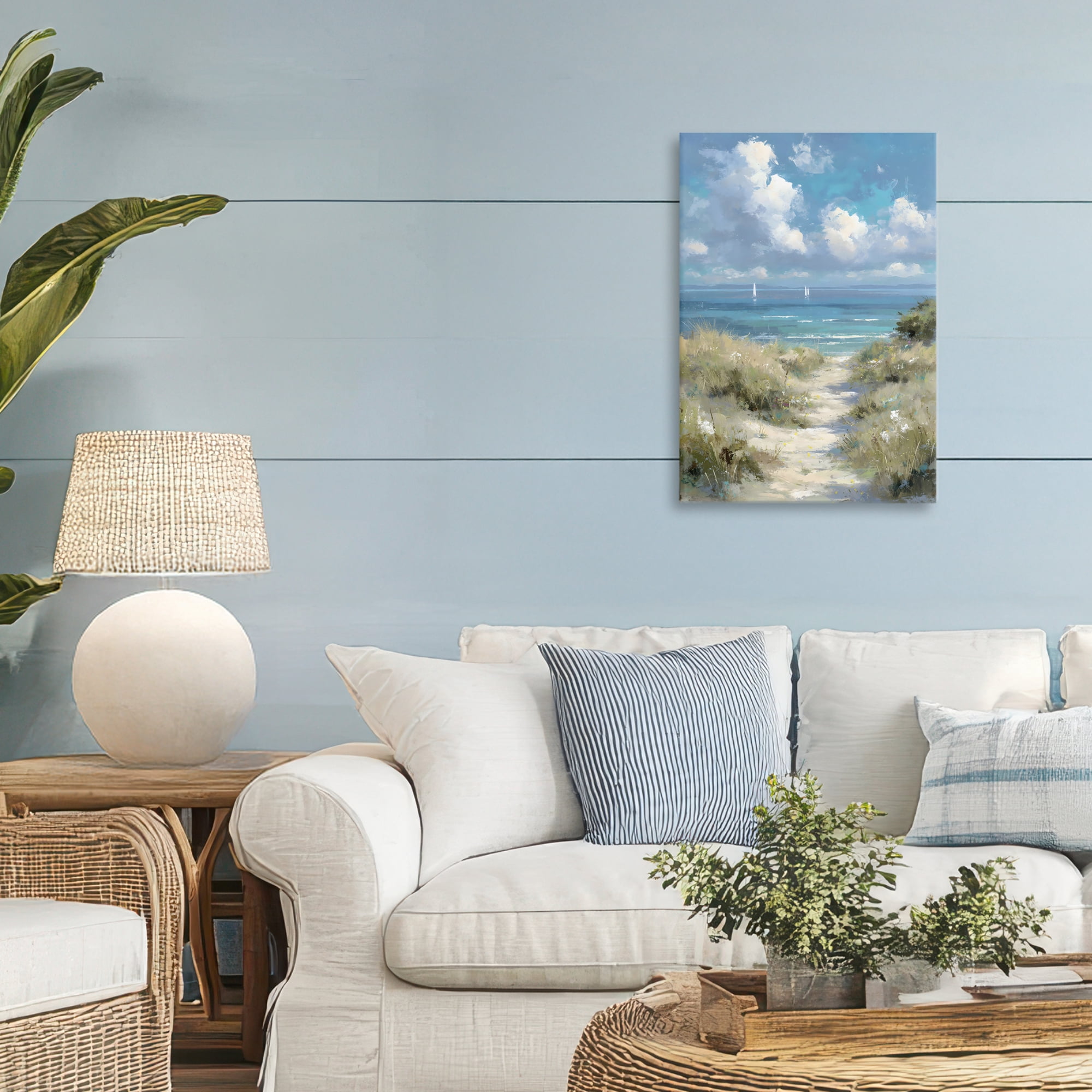 Stupell Industries Impressionist Clouds over Beach Path Canvas Wall Art, design by Petal Prints Design
