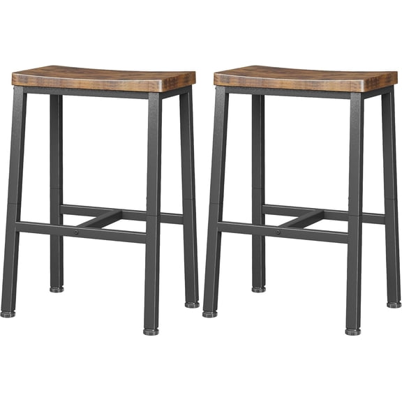 Bar Stools, Counter Height Bar Stools Set of 2, 23.6 Inch Saddle Stools with Footrests, Industrial Kitchen Counter Seat for Dining Room, Kitchen, Counter, Rustic Brown