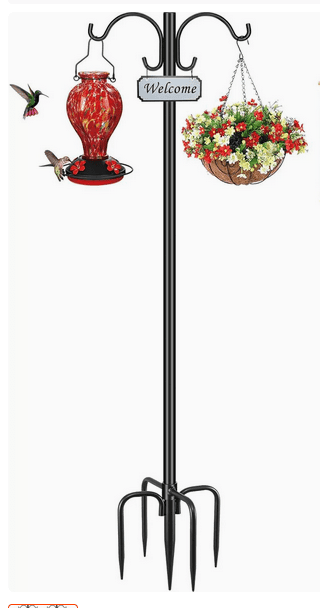 Cadancy Garden Decor Heavy Duty Shepherds Hook Stand Bird Feeder Hanger Hanging Plants Basket Holder Outdoor Yard Lawn Patio Flower Pot Display Metal Stake Welcome Sign Post