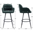thumbnail image 2 of Modern 30" Bar Stools Set of 2 with Back, Velvet Upholstered Counter Height Barstools Kitchen Counter Island Stools with Metal Footrest for Kitchen Island, Green, 2 of 14
