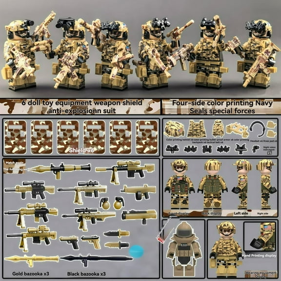 NWJ Military Building Block Set – Combat Troop Minifigures with Armored Vehicle & Gear – DIY Toy Kit for Kids & Collectors