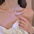 thumbnail image 2 of Elegant Asymmetrical Pearl Necklace – Y-Chain Gold Accent, 2 of 8