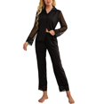 thumbnail image 1 of Pijama de Manga Larga Gibobby con Botones Stain Ice Silk Mujer 2 Piezas Panel de Encaje L, 1 of 5