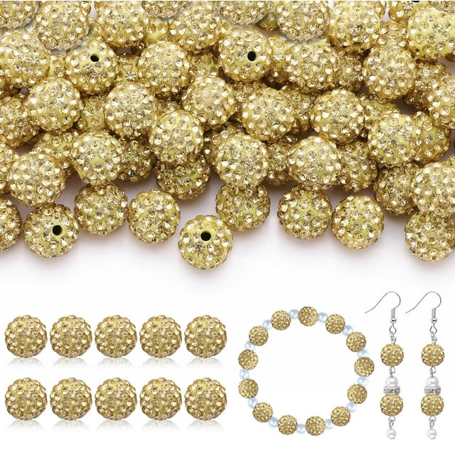 Craft Beads TINKRSTUFF, 160 unidades, 10 mm, diamantes de imitación de color amarillo claro