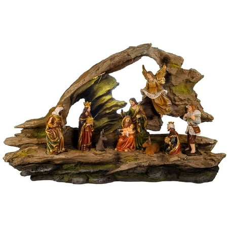 Kurt Adler 9-inch Nativity Grotto Scene LED Table piece