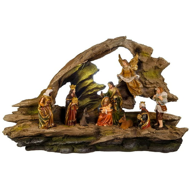 Kurt Adler 9-inch Nativity Grotto Scene LED Table piece - Walmart.com ...