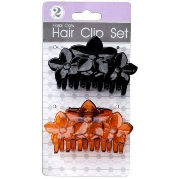 Floral Claw Hair Clip Set, assorted colours set of 2