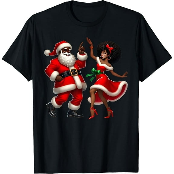 African Santa Mrs Claus Dancing African American Christmas Adult T-Shirt