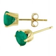 thumbnail image 3 of 5 mm Natural Round Emerald Stud Earrings Set in 14k Yellow Gold, 3 of 6