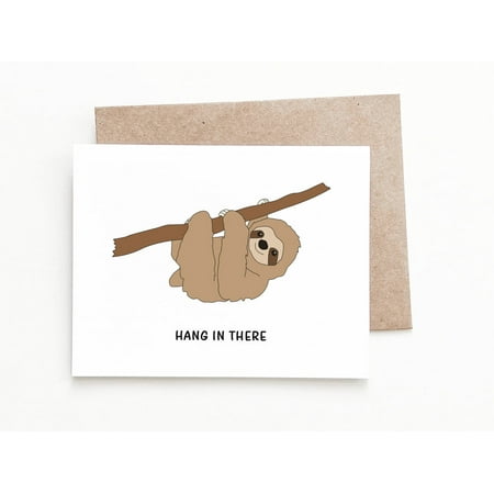 Hang in There Sloth Greeting Card – Encouraging Card with Adorable Sloth Design – Blank Inside, Envelope Included – Perfect for Friends, Family, or Anyone in Need of Support