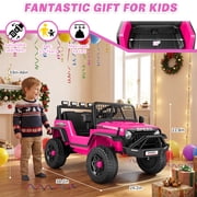 VIBESPARK 12V Ride on Toys for Toddlers Ride on Cars with Remote Control, Electric Ride on Truck Car w/ Bluetooth, Music, Stories, Battery Indicator, Volume Adjustment, Breathing Light, Pink