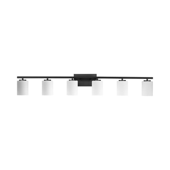 Replay Collection Six-Light Traditional Black Etched White Glass Bath Vanity Light