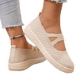 thumbnail image 5 of Women's Woven Orthopedic Breathable Soft Shoes, Go Walking Slip on Diabetic Foam Shoes with Breathable Mesh Upper, Lightweight Dressy Sneakers for Wide Width Travel, 5 of 7