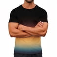 thumbnail image 1 of Ceisia Men's Slim Fit Sunset Glow Gradient Print Crew Neck T-Shirts, Breathable Stretch Casual Sports Tops Gifts, 1 of 9