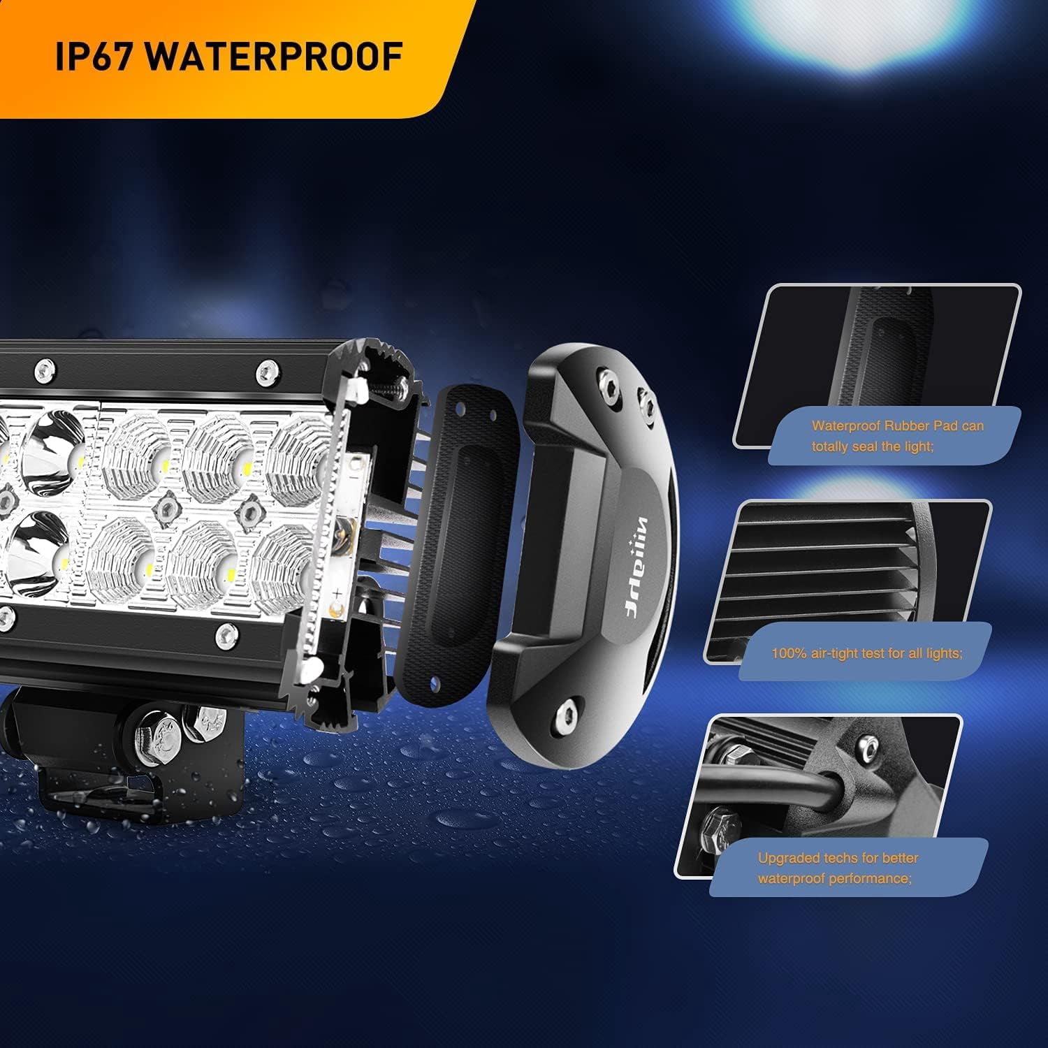 Waywe 20inch 126W LED Light Bar 4PCS 4inch 18W Spot Pods Driving Fog Off-Road Lighting for ATV Golf cart Trucks Boat Mowers Boat