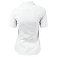 thumbnail image 3 of DOUBLJU Women's Slim Fit Plain Classic Short Sleeve Button Down Collar Shirt Blouse, 3 of 5