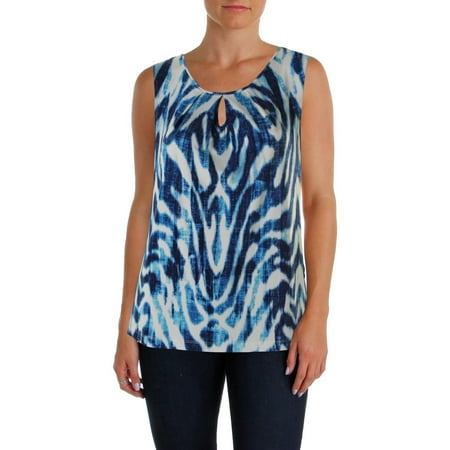 UPC 884449180338 product image for Tahari By ASL NEW Blue White Women's XS Pleated-Neckline Keyhole Blouse $49 #342 | upcitemdb.com