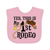 Inktastic Yes, This is My 1st Rodeo Cowboy Hat with Red Band, Lasso Boys or Girls Baby Bib