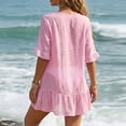 thumbnail image 7 of Tqcoqu Button Down Summer Dresses for Women Ruffle Half Sleeve Casual Bathing Suit Coverups Flowy Beach Dresses,Pink,Women's S-XL, 7 of 7