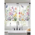 thumbnail image 2 of Wildflowers Sheer Curtains 45 Inch Length 2 Panels Set Window Treatments, Spring Country Tulip Butterfly Floral Leaf Rod Pocket Semi Curtains for Living Room/Bedroom/Kitchen Décor, 104"W x 45"L, 2 of 7