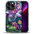 thumbnail image 2 of Punmada Compatible with iPhone 13 Pro Max Glossy Case For Girl Boy Full Body Protective Hard Shell Esthetics Pattern Lotus Flower Colorful Stained Glass Design, 2 of 7
