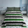 thumbnail image 2 of Homewish Black Gray Green Stripe Full Size Comforter Sets, Sequin Print Geometric Bedding Comforter Set, Black Reversible, 3-Piece 1 Comforter and 2 Pillowcases, 2 of 6