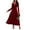 Deep Red, variant on Women's Square Neck Long Sleeve Velvet Dress with a Classic Silhouette for Evening Wear 100% Polyester Velvet