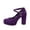Purple, variant on Women's Faux Suede Platform Pumps, Cross Strap Chunky High Heels with Buckle, Elegant Round Toe Dress Footwear