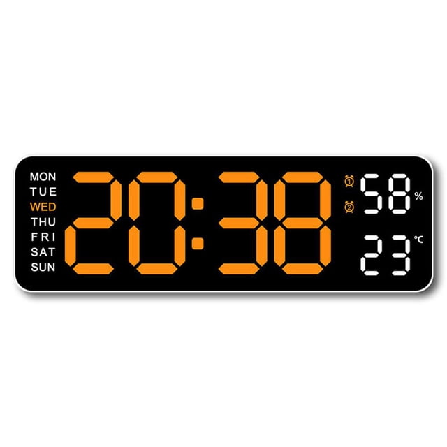 With Calendar Date Temperature LED Large Display USB Wall Clock Alarm U4C5