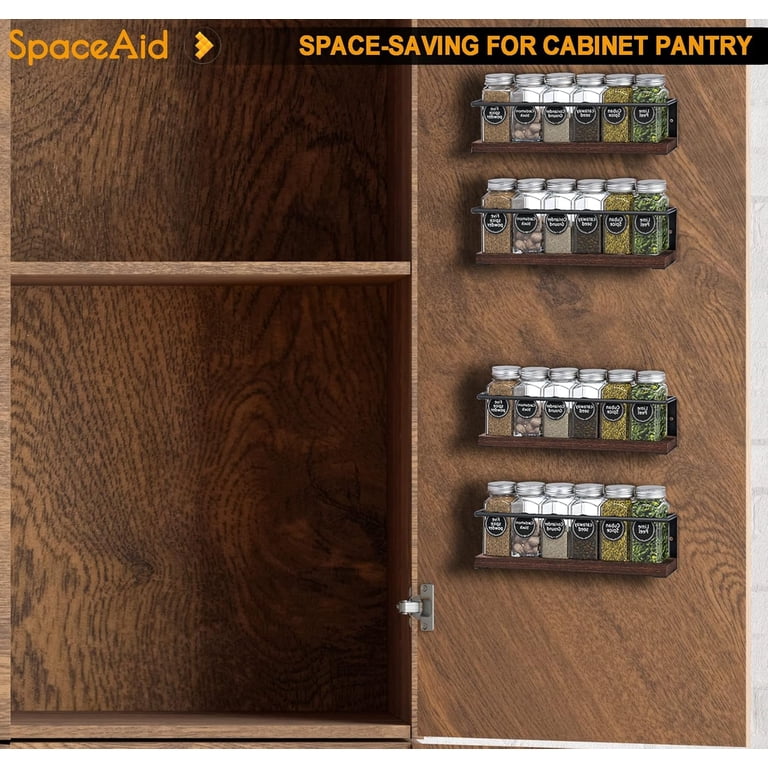 SpaceAid Wood Spice Rack with 24 Glass Jars, 4-Pack photo 3