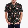 thumbnail image 3 of Balery Cute Rabbit And Flower Printed Men’s Short Sleeve Polo Shirt, Midweight Men's Shirt,Golf Polo shirts -, 3 of 9