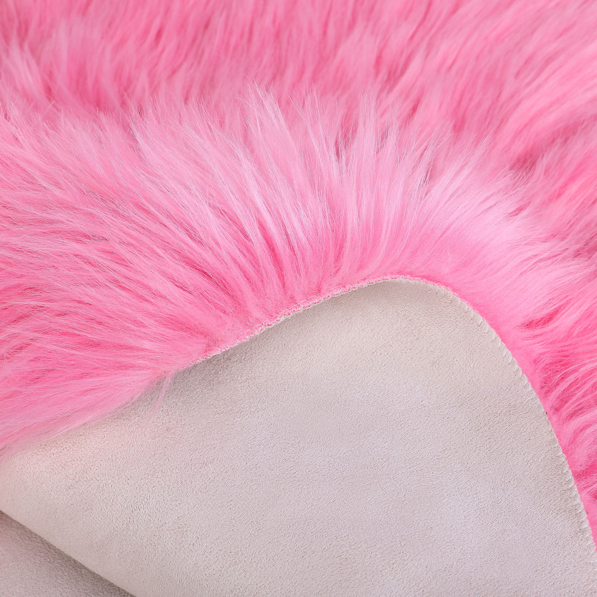 Unique Bargains Artificial Animal Wool Soft Faux Fur Sheepskin Plush Area Rug Rose Red 2x2 Feet Round