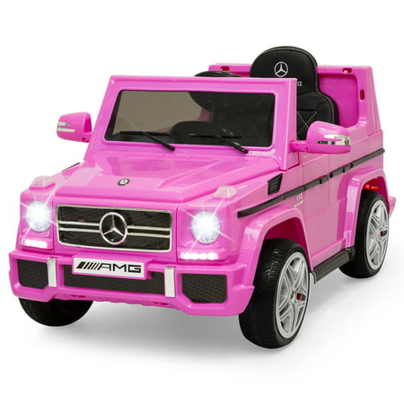 best choice products 12v kids battery powered licensed mercedes-benz g65 suv rc ride-on car w/ parent control, built-in speakers, led lights, aux, 2 speeds -