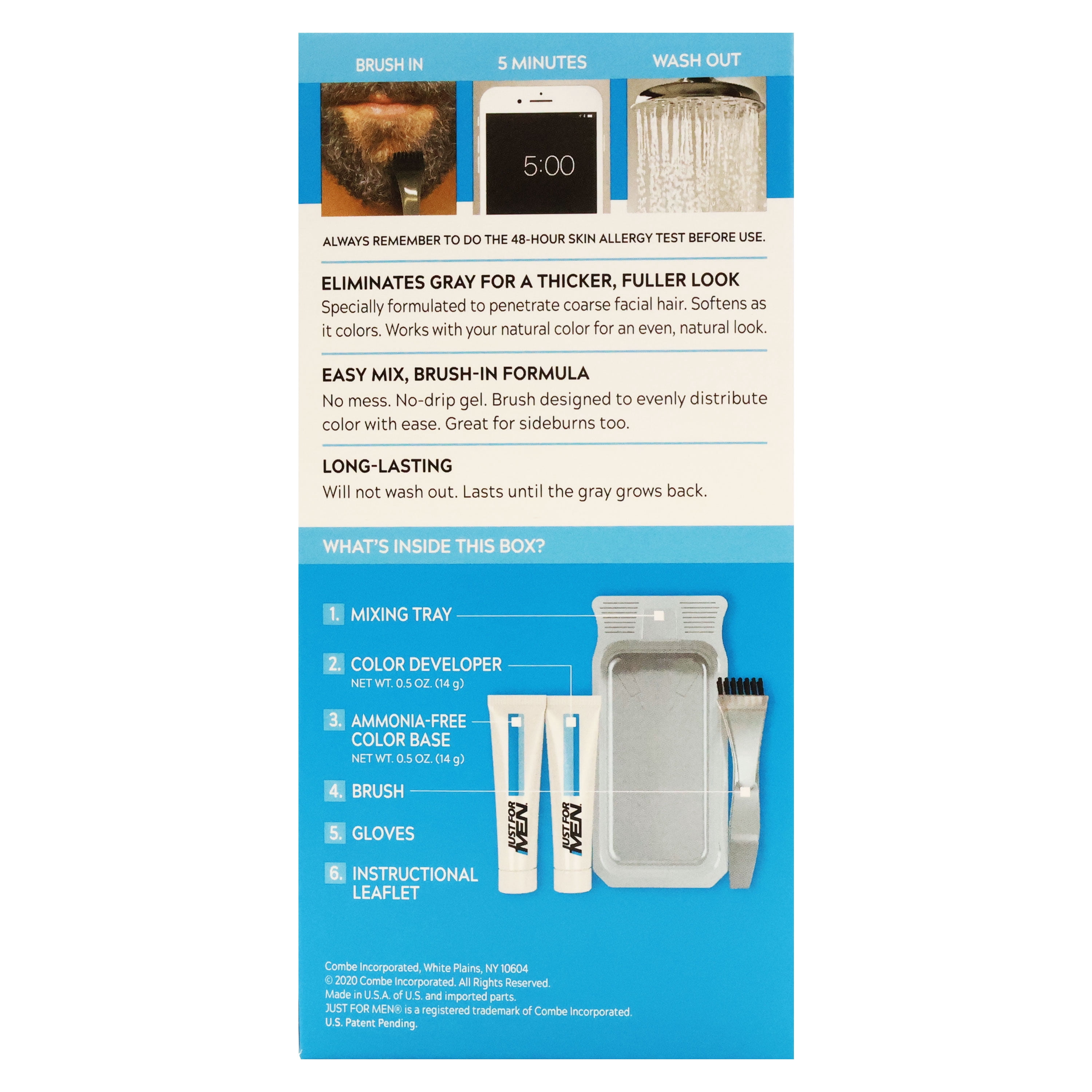 Just For Men Mustache and Beard Hair Color Darkest M-50 Brown, Pack of 2