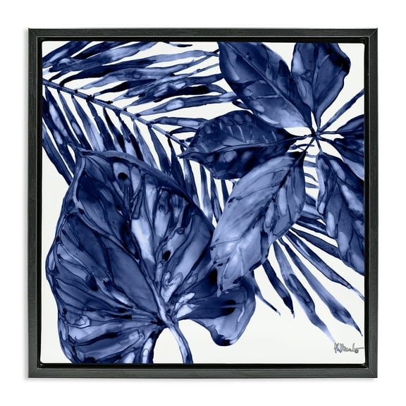 Stupell Industries Hued Plant Fronds Botanical & Floral Painting Black Floater Framed Canvas Art Print Wall Art, 18 x 18