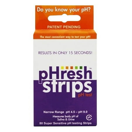 PHresh Saliva and Urine pH Test Strips, Results in Only 15 Seconds, 80 Ea, 6 Pack